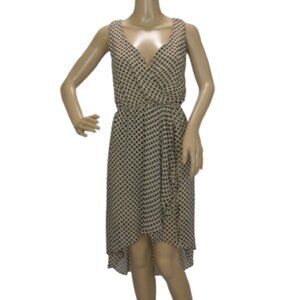 Carolina Williamson Faux Wrap Diamond Print Ruffle Dress